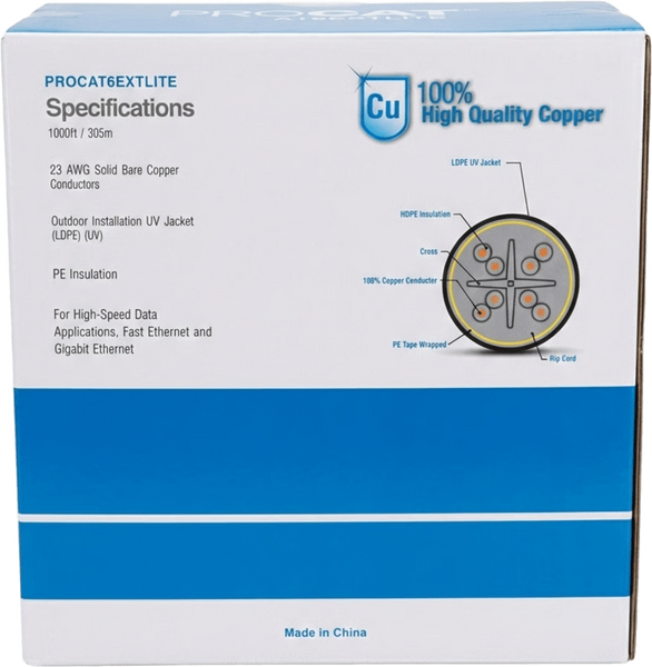 Linkedpro Procat6extlite 100%Cobre Cat6 305M Negro Exterior FREE