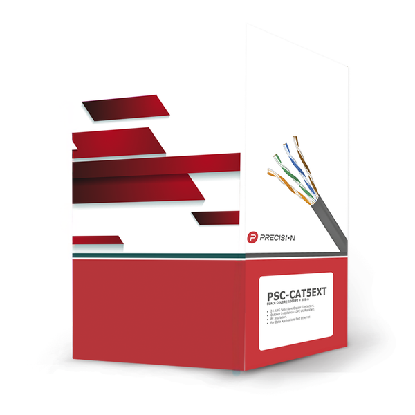 Precision Psccat5ext 100%Cobre Cat5e 305M Negro Exterior FREE
