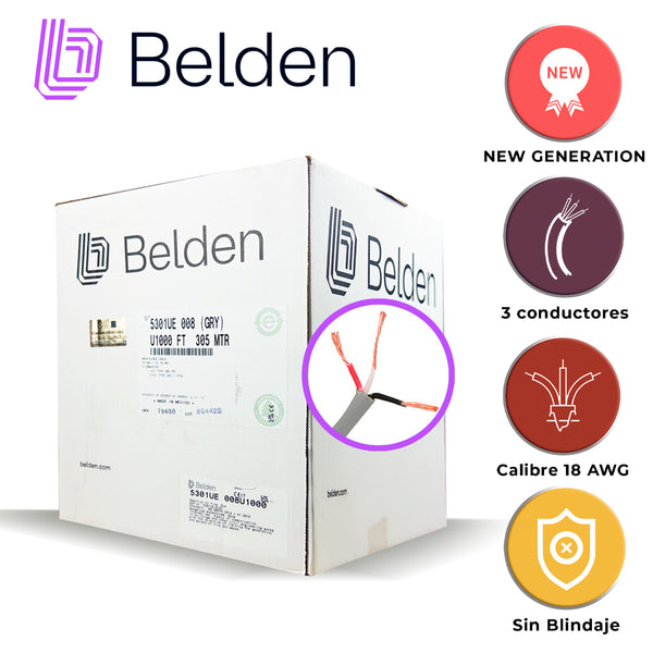Belden 5301ue008u1000 3H Cal18 305M Gris FREE