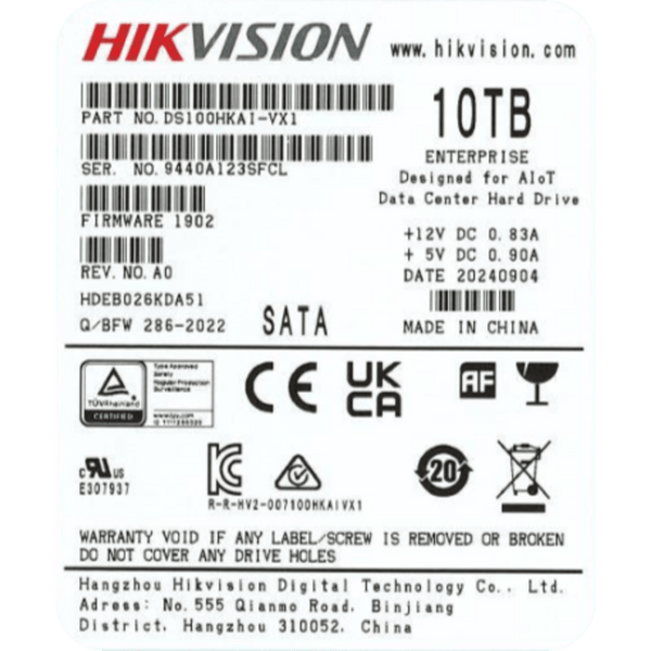 Hikvision Ds100hkvsvx1 10Tb FREE