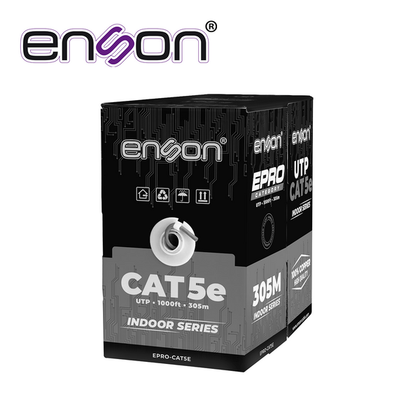 Enson Eprocat5E 100%Cobre Cat5E 305M Negro ◦